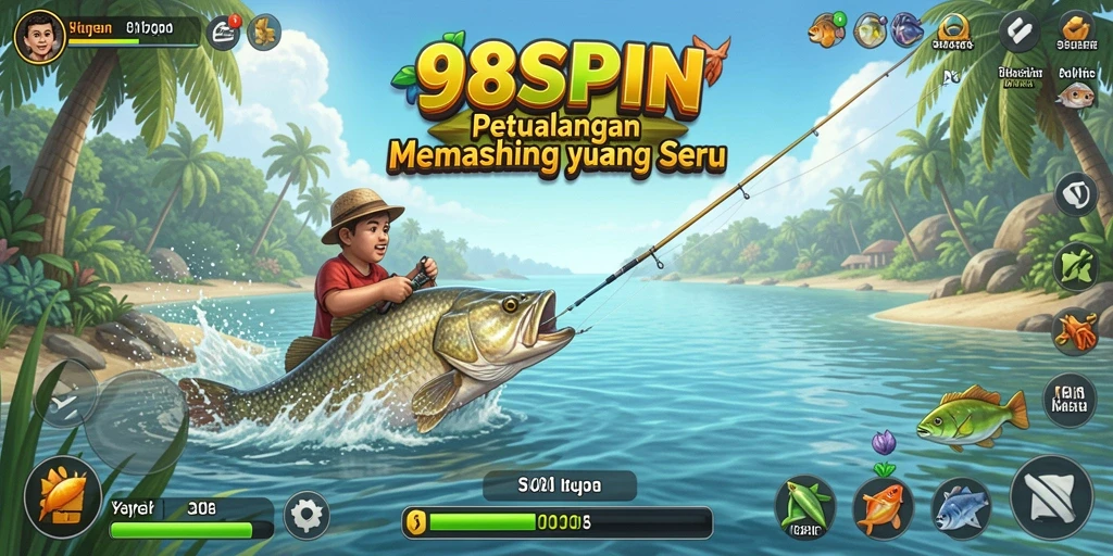 Screenshot permainan 98SPIN menunjukkan momen menangkap ikan yang seru.