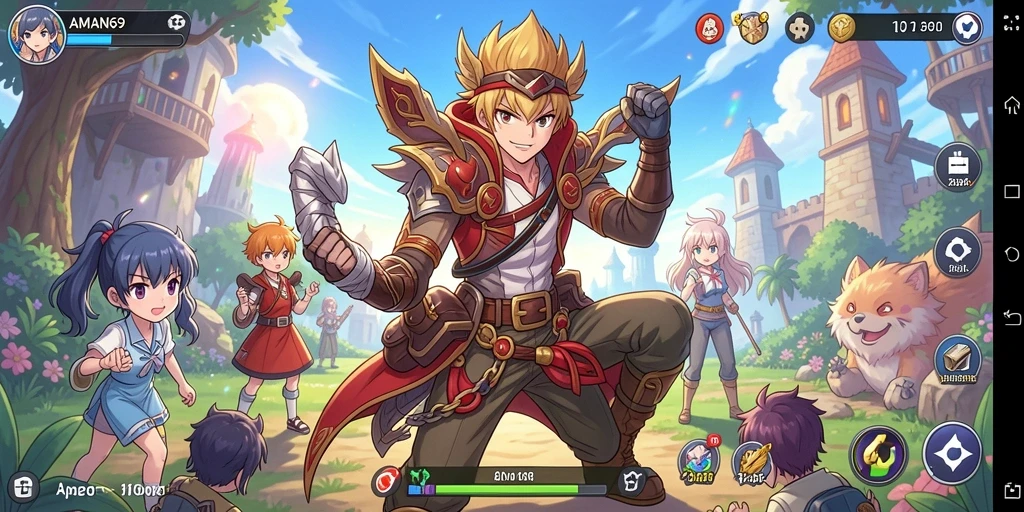 Screenshot gameplay AMAN69 dengan aksi karakter anime yang dinamis.