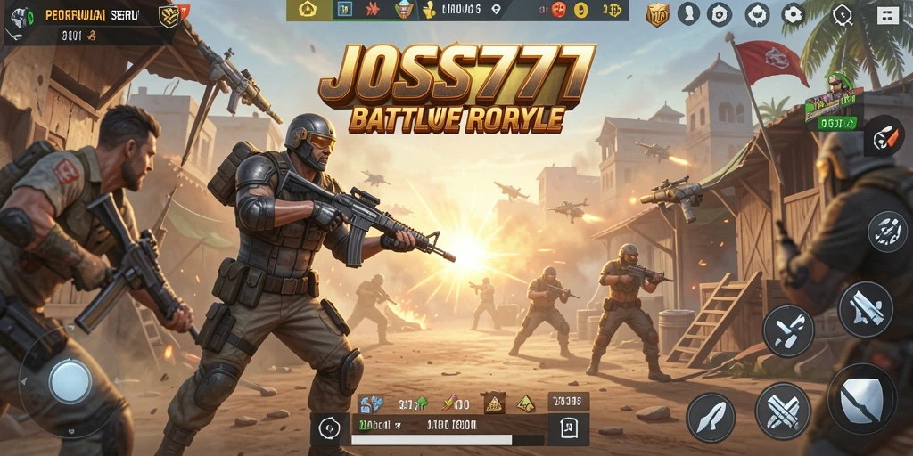 Screenshot utama JOSS777 menampilkan duel seru dalam permainan Battle Royale.