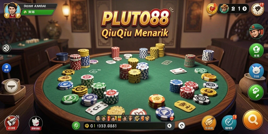 Screenshot PLUTO88 menampilkan aksi seru dalam permainan QiuQiu.